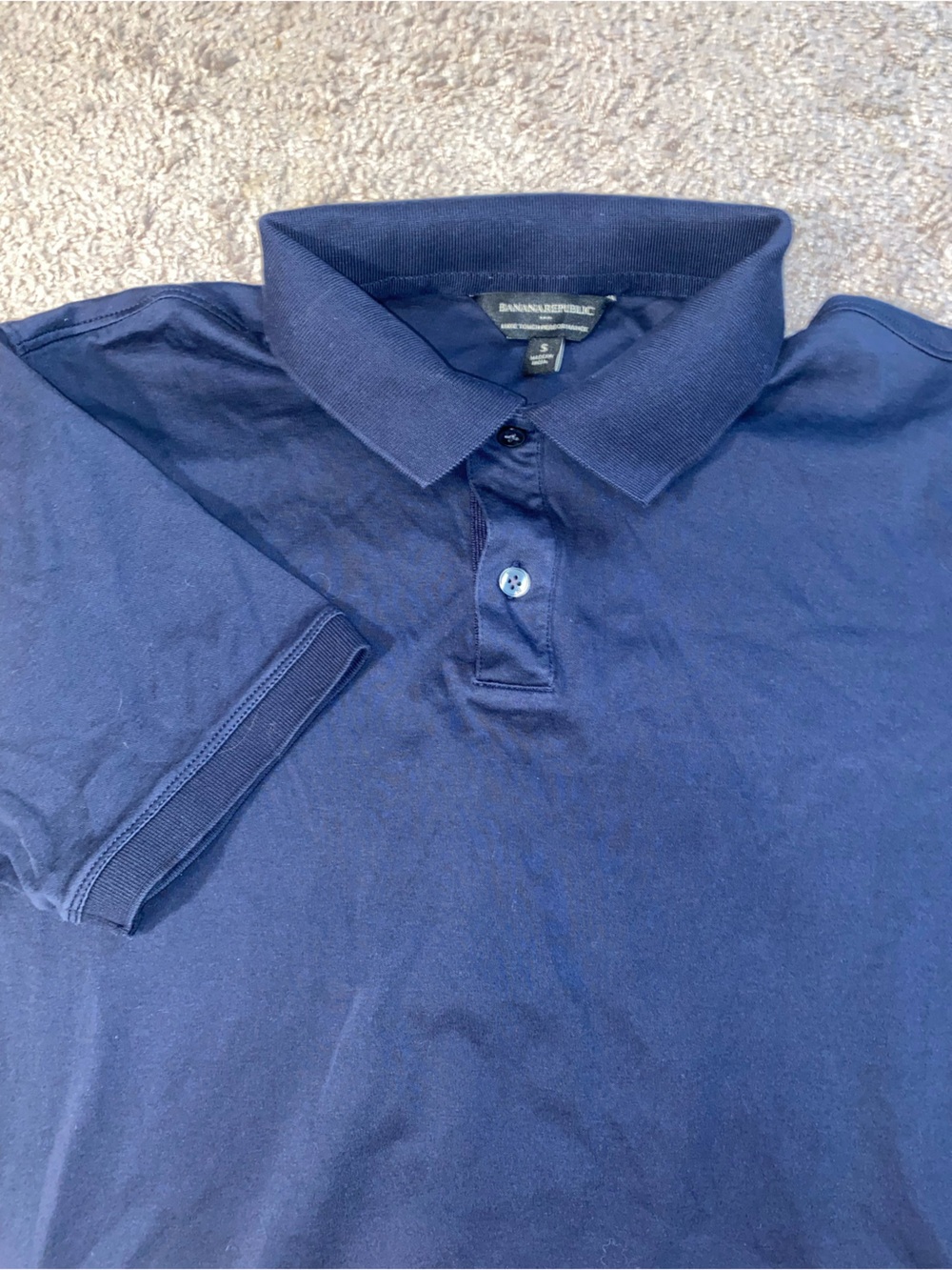 Banana Republic Size Small Golf Summer Beach Work Dress Polo Shirt Navy Silk